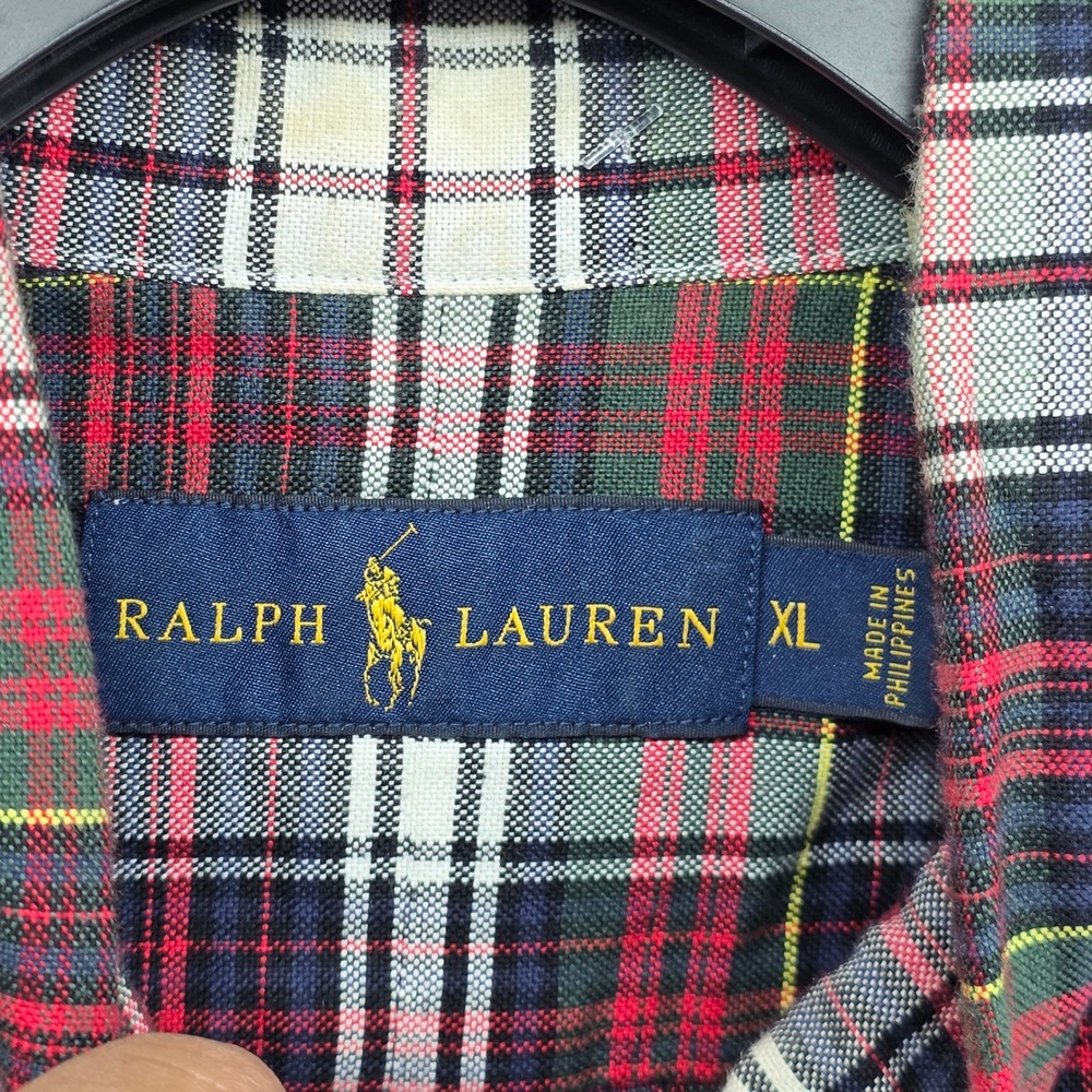 Ralph Lauren Plaid Button Down Shirt Men's XL Long Sleeve Green Pony Logo - Picture 3 of 9